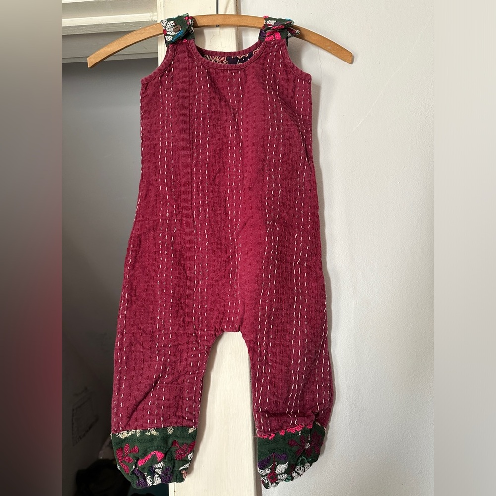 Red Sleeveless Jumpsuit Toddler Kantha size 18m-2T